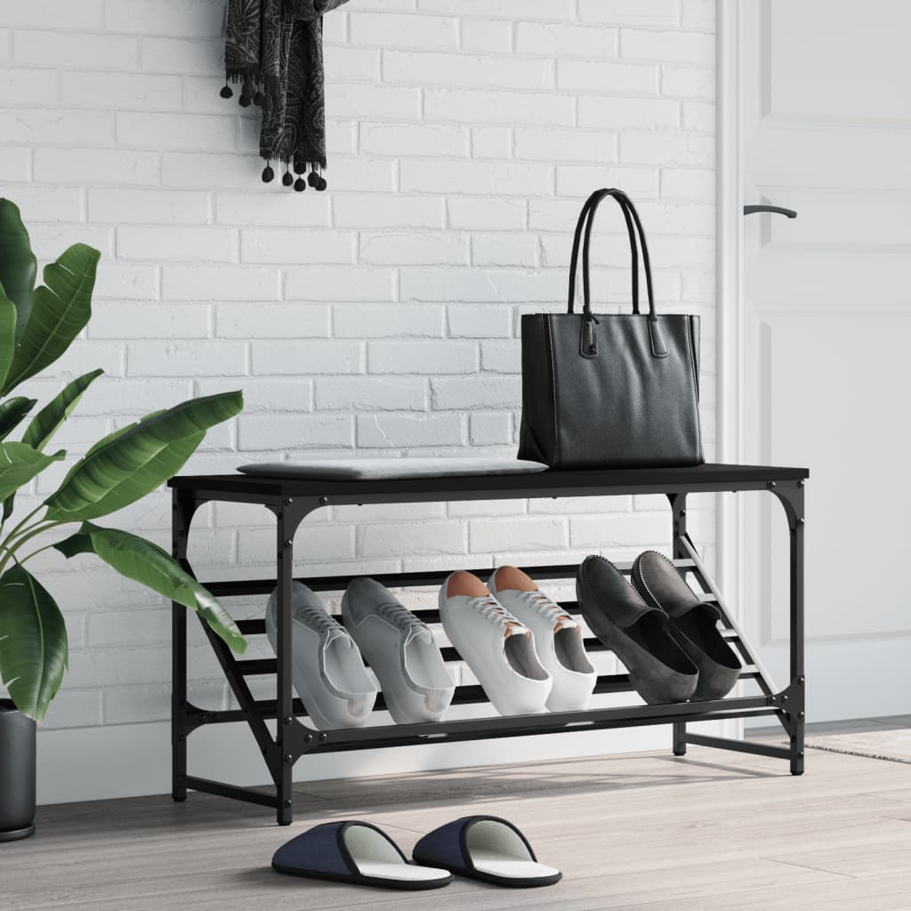 Étagère à chaussures noir 90x30x45 cm bois d'ingénierie - XIOS