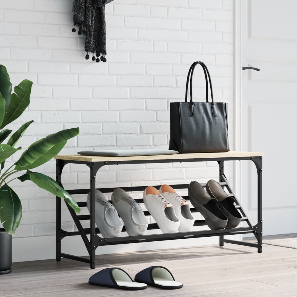 Étagère à chaussures chêne sonoma 90x30x45 cm bois d'ingénierie - XIOS