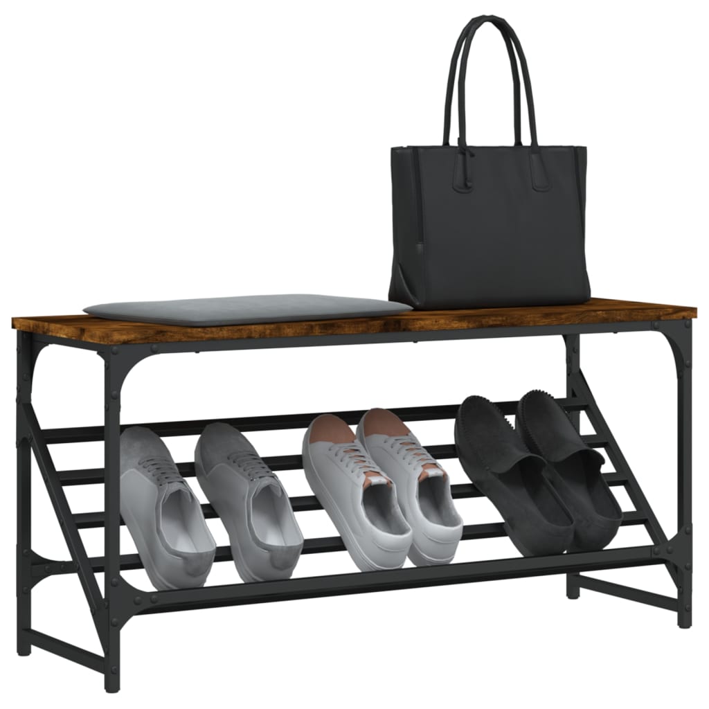 Étagère à chaussures chêne fumé 90x30x45 cm bois d'ingénierie - XIOS