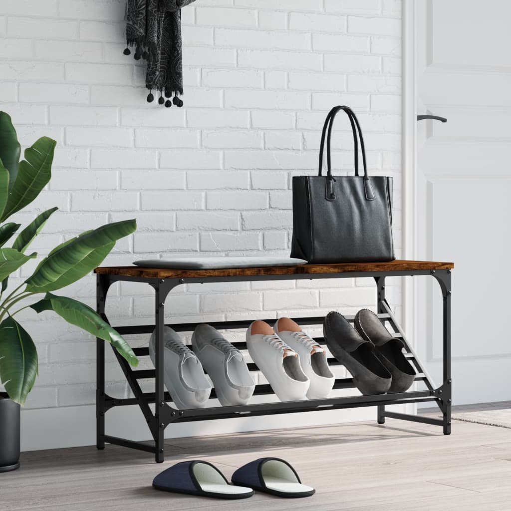 Étagère à chaussures chêne fumé 90x30x45 cm bois d'ingénierie - XIOS