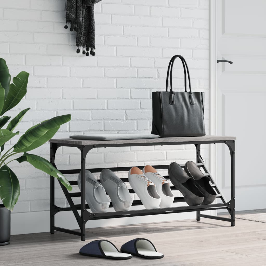 Étagère à chaussures sonoma gris 90x30x45 cm bois d'ingénierie - XIOS