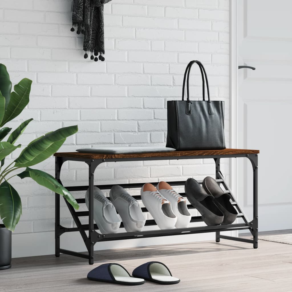 Étagère à chaussures chêne marron 90x30x45 cm bois d'ingénierie - XIOS