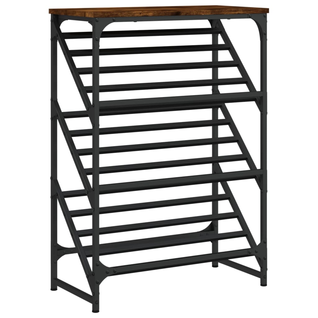 Étagère à chaussures chêne fumé 60x30x85 cm bois d'ingénierie - XIOS