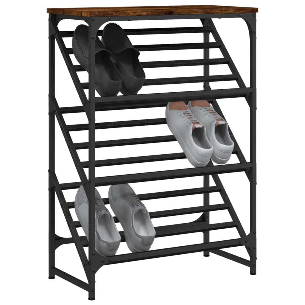 Étagère à chaussures chêne fumé 60x30x85 cm bois d'ingénierie - XIOS