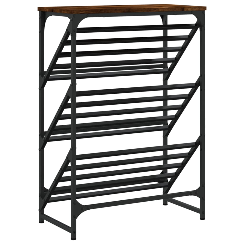 Étagère à chaussures chêne fumé 60x30x85 cm bois d'ingénierie - XIOS