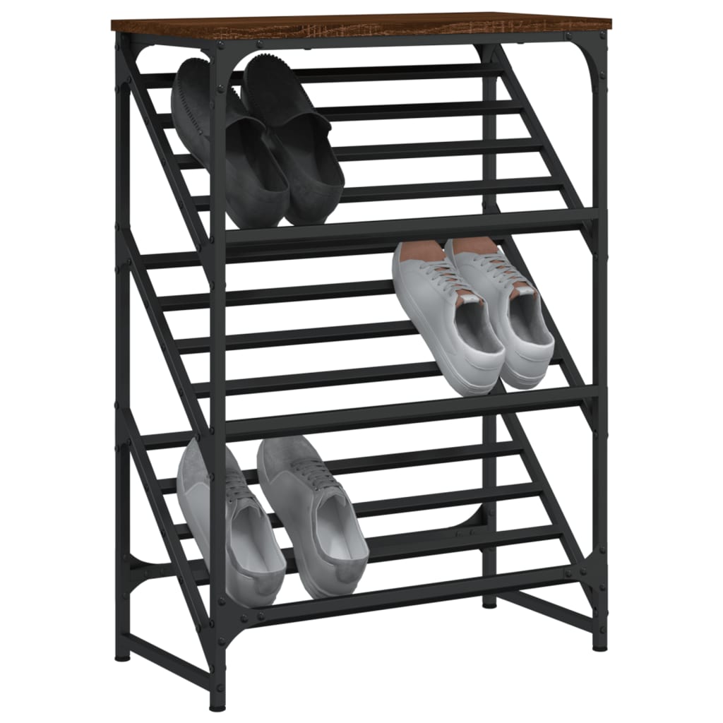 Étagère à chaussures chêne marron 60x30x85 cm bois d'ingénierie - XIOS