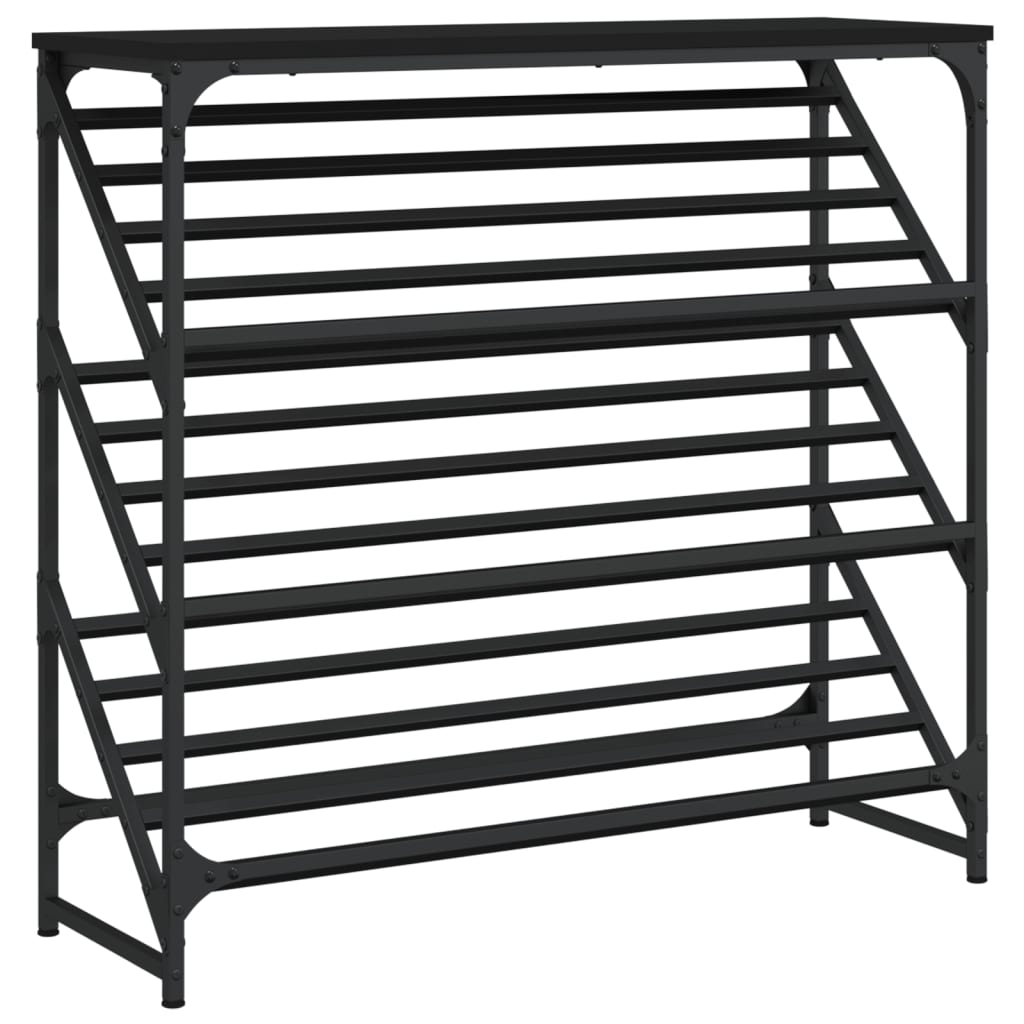 Étagère à chaussures noir 90x30x85 cm bois d'ingénierie - XIOS