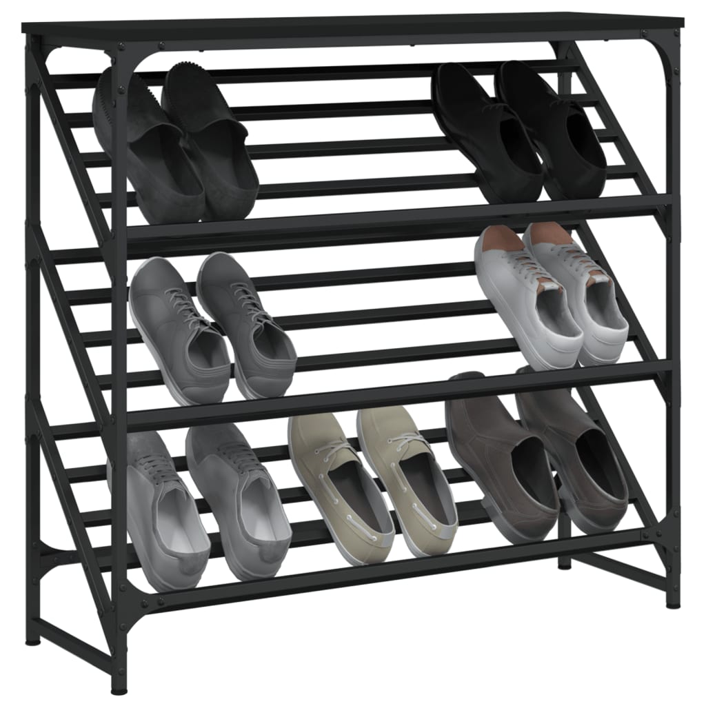 Étagère à chaussures noir 90x30x85 cm bois d'ingénierie - XIOS