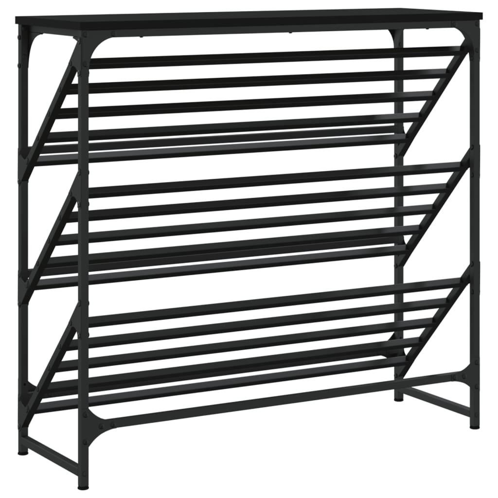 Étagère à chaussures noir 90x30x85 cm bois d'ingénierie - XIOS