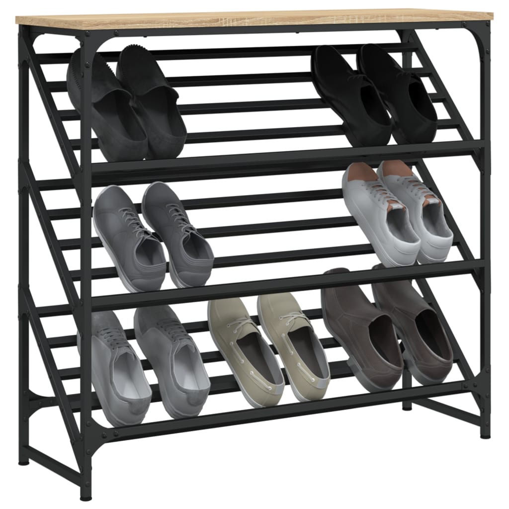 Étagère à chaussures chêne sonoma 90x30x85 cm bois d'ingénierie - XIOS