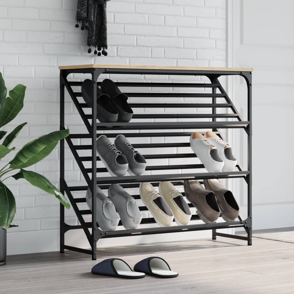 Étagère à chaussures chêne sonoma 90x30x85 cm bois d'ingénierie - XIOS