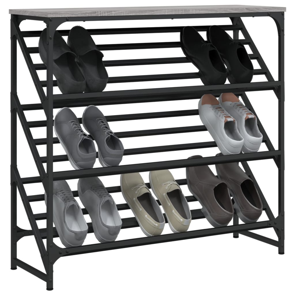 Étagère à chaussures sonoma gris 90x30x85 cm bois d'ingénierie - XIOS