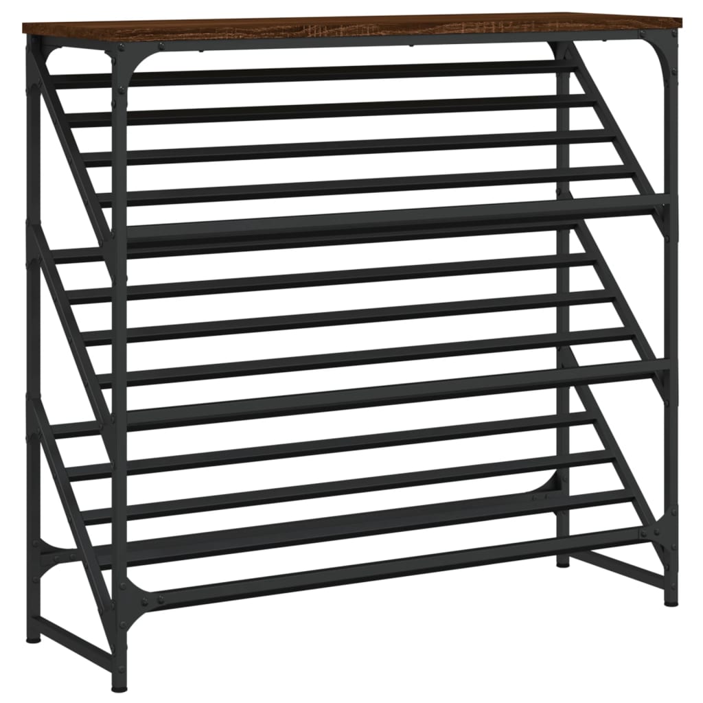Étagère à chaussures chêne marron 90x30x85 cm bois d'ingénierie - XIOS