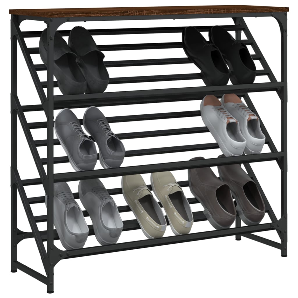 Étagère à chaussures chêne marron 90x30x85 cm bois d'ingénierie - XIOS