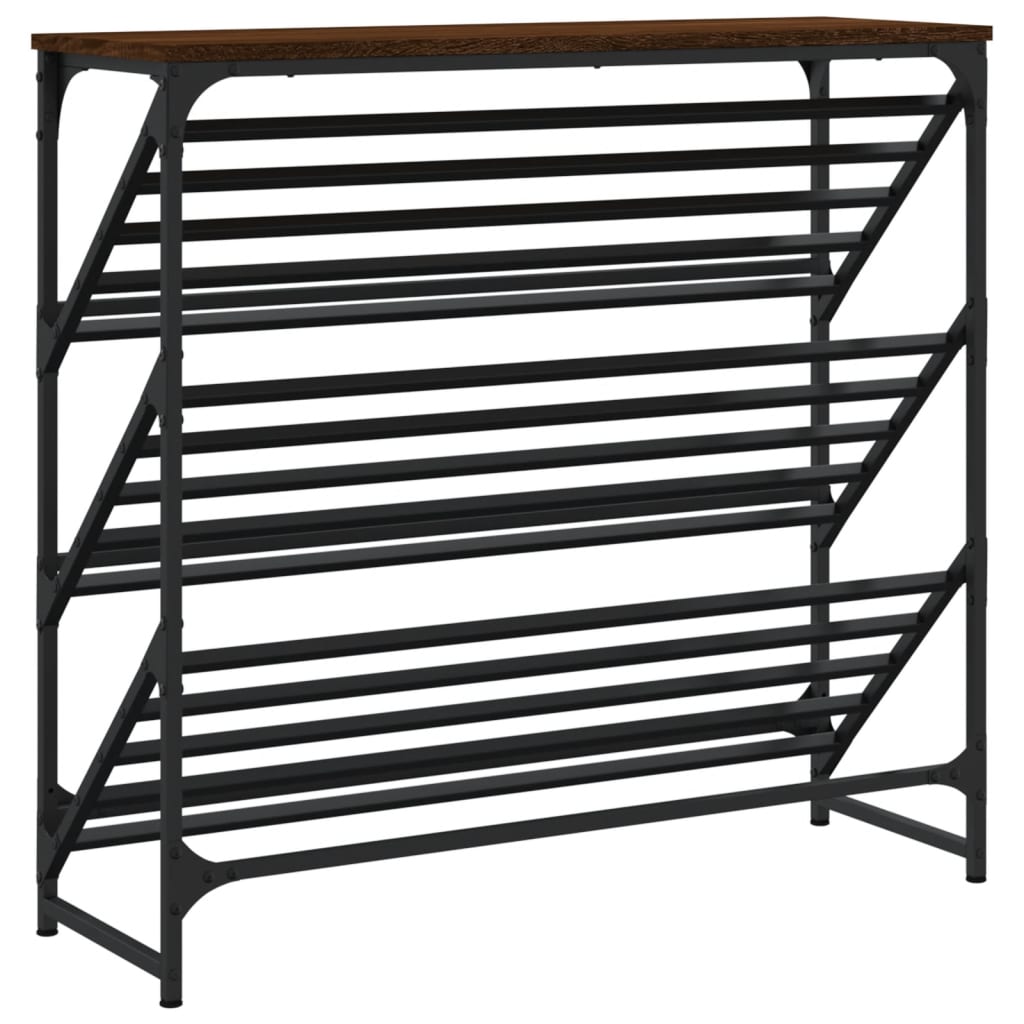 Étagère à chaussures chêne marron 90x30x85 cm bois d'ingénierie - XIOS