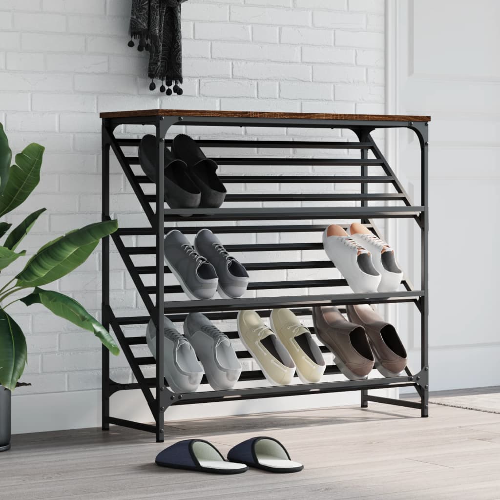 Étagère à chaussures chêne marron 90x30x85 cm bois d'ingénierie - XIOS
