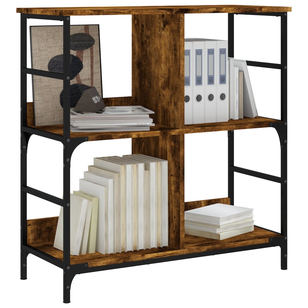 Bibliothèque chêne fumé 78,5x33x82 cm bois d'ingénierie - XIOS