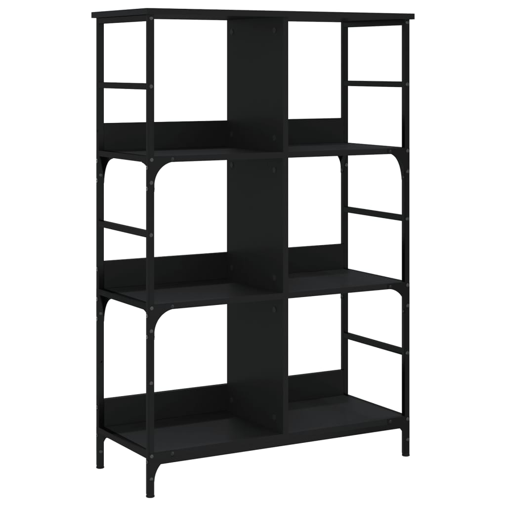 Bibliothèque noir 78,5x33x117,5 cm bois d'ingénierie - XIOS