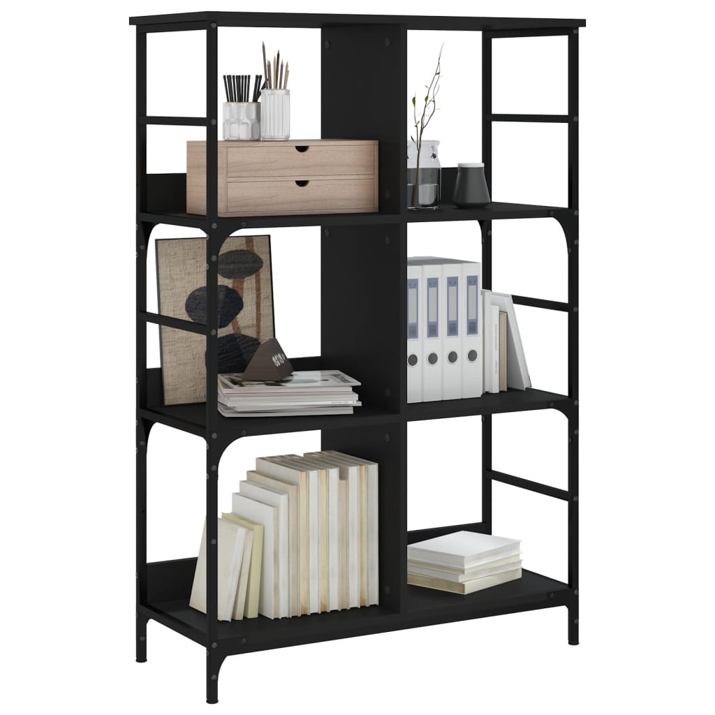 Bibliothèque noir 78,5x33x117,5 cm bois d'ingénierie - XIOS