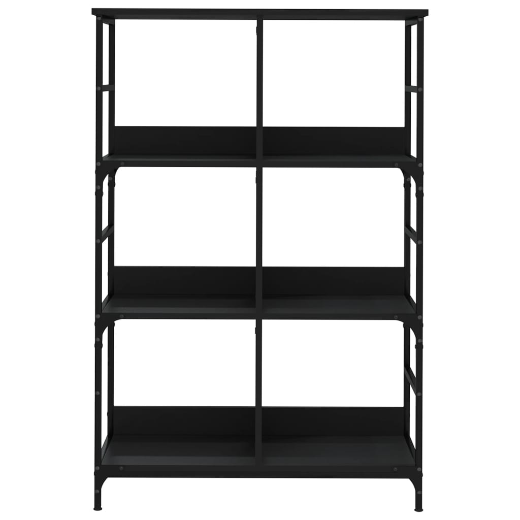 Bibliothèque noir 78,5x33x117,5 cm bois d'ingénierie - XIOS