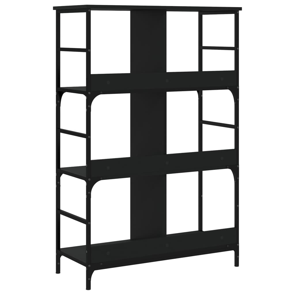 Bibliothèque noir 78,5x33x117,5 cm bois d'ingénierie - XIOS