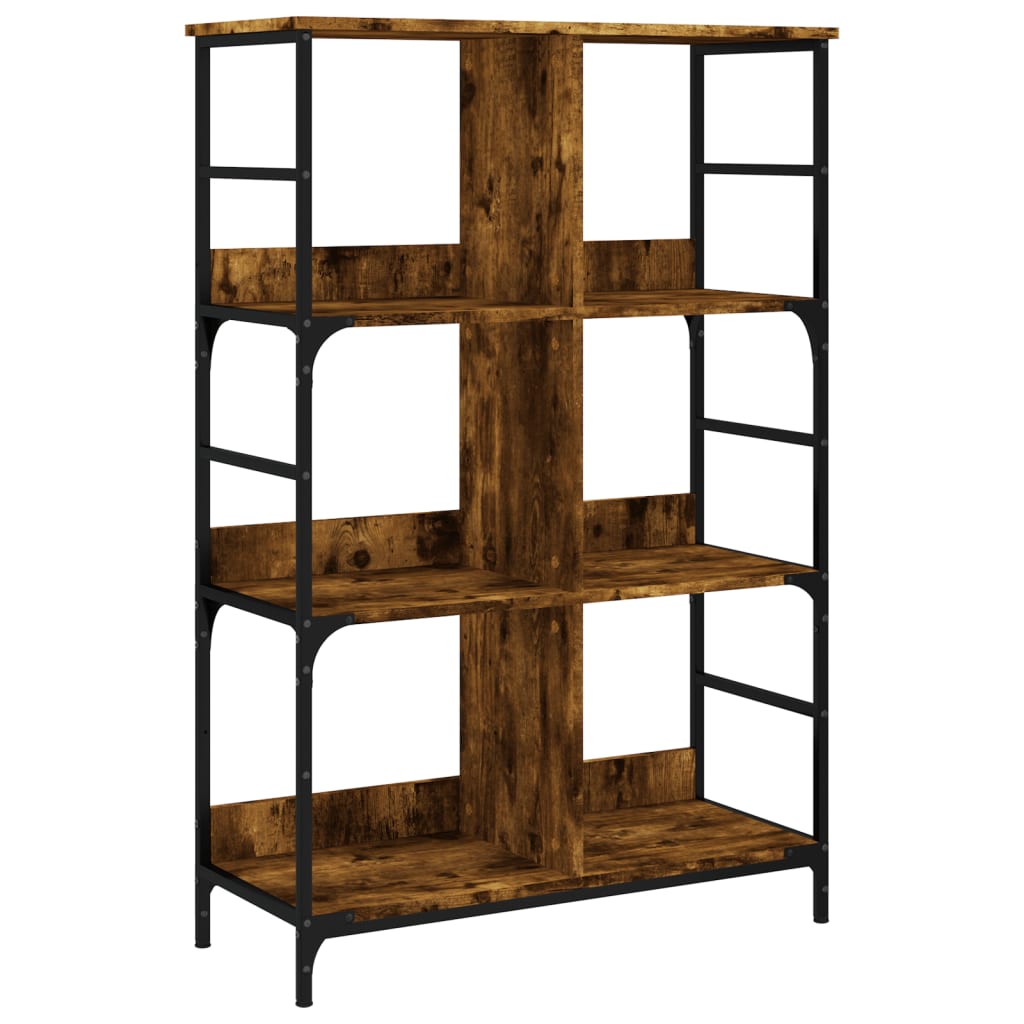 Bibliothèque chêne fumé 78,5x33x117,5 cm bois d'ingénierie - XIOS