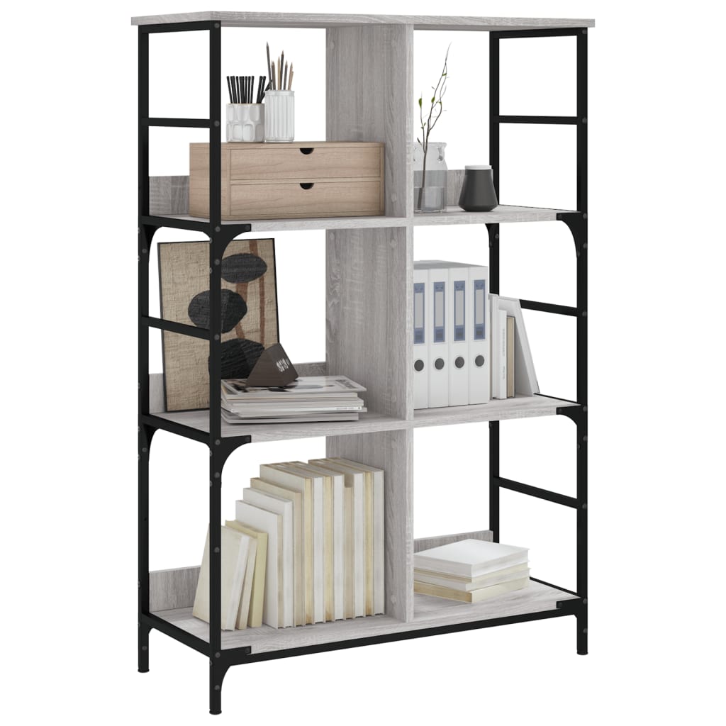 Bibliothèque sonoma gris 78,5x33x117,5 cm bois d'ingénierie - XIOS