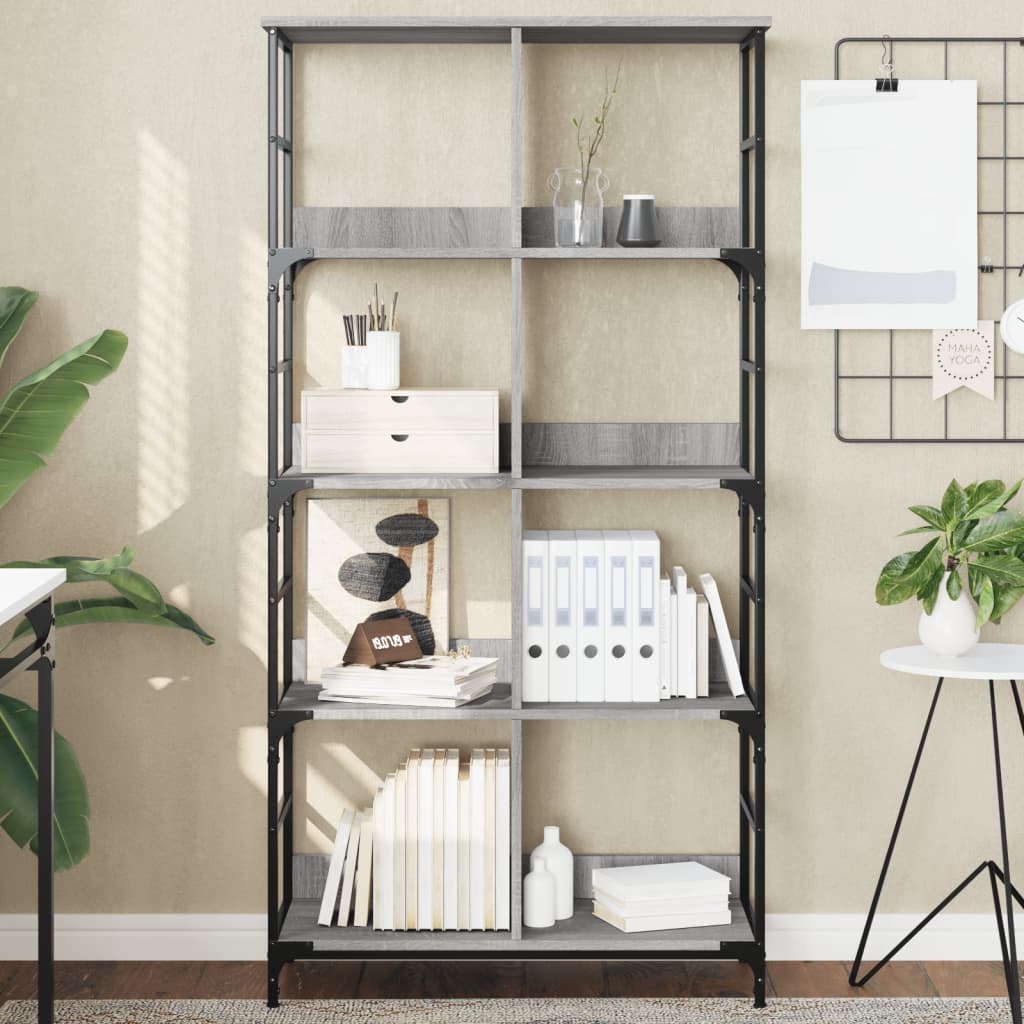 Bibliothèque sonoma gris 78,5x33x153 cm bois d'ingénierie - XIOS