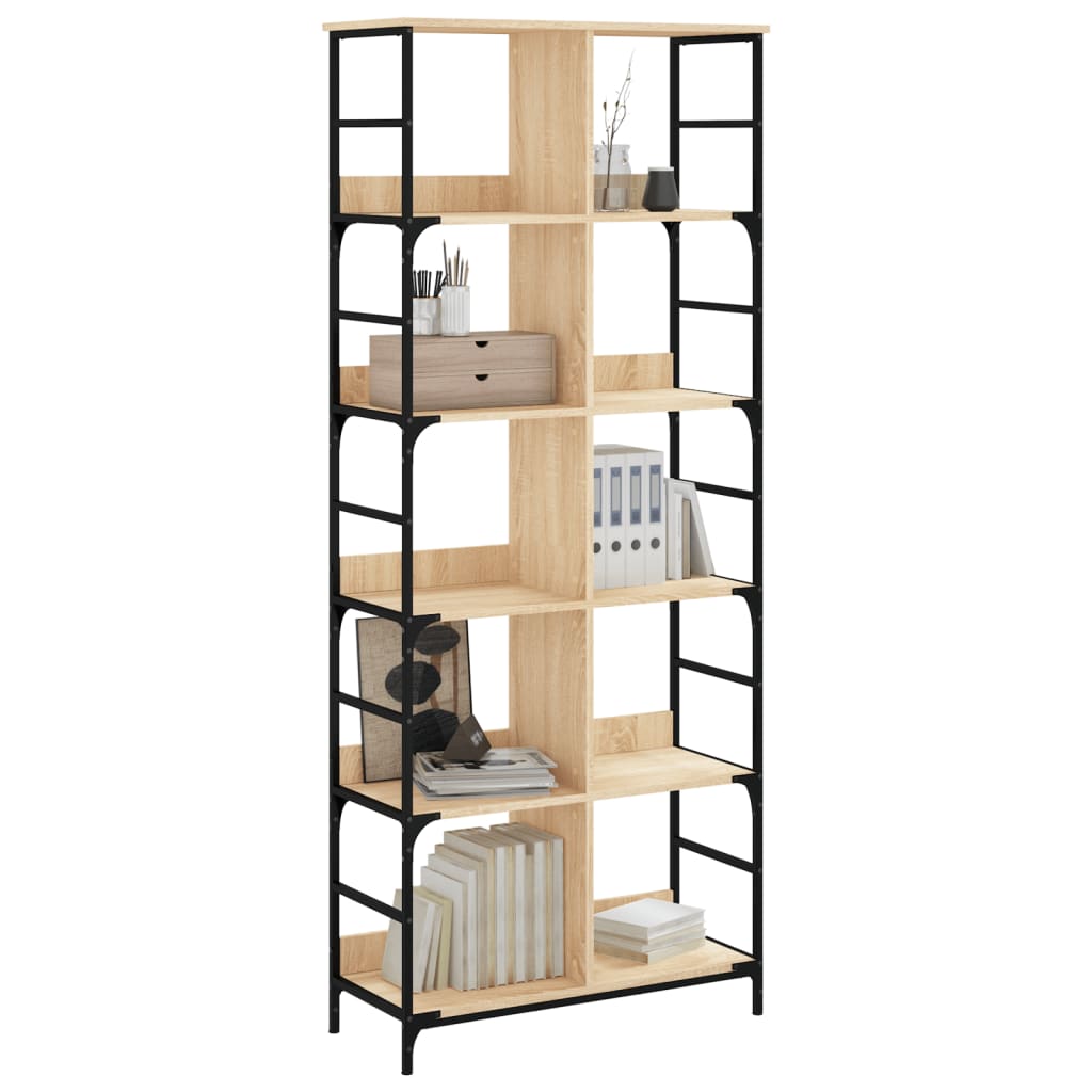 Bibliothèque chêne sonoma 78,5x33x188,5 cm bois d'ingénierie - XIOS