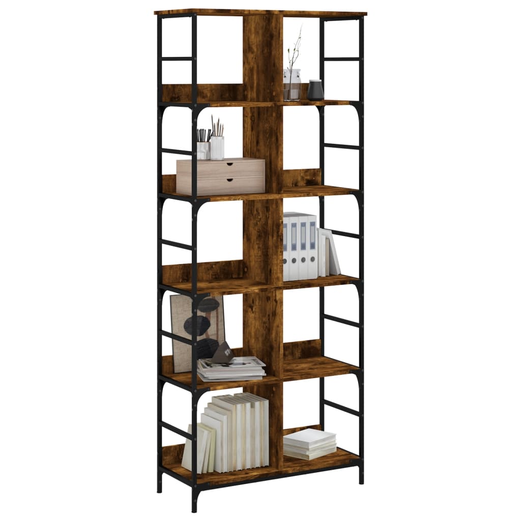 Bibliothèque chêne fumé 78,5x33x188,5 cm bois d'ingénierie - XIOS