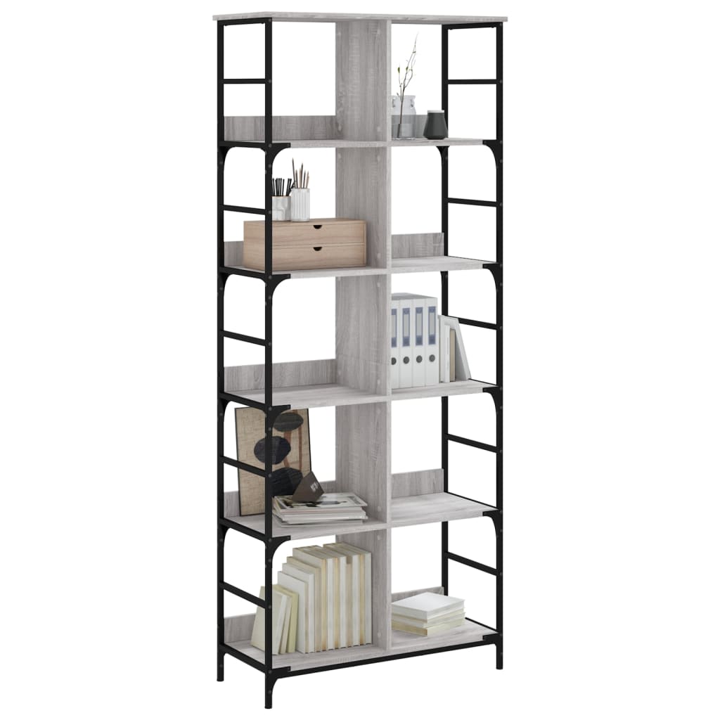 Bibliothèque sonoma gris 78,5x33x188,5 cm bois d'ingénierie - XIOS