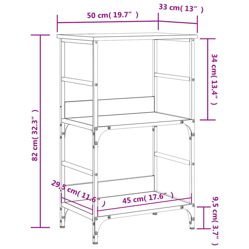 Bibliothèque sonoma gris 50x33x82 cm bois d'ingénierie - XIOS