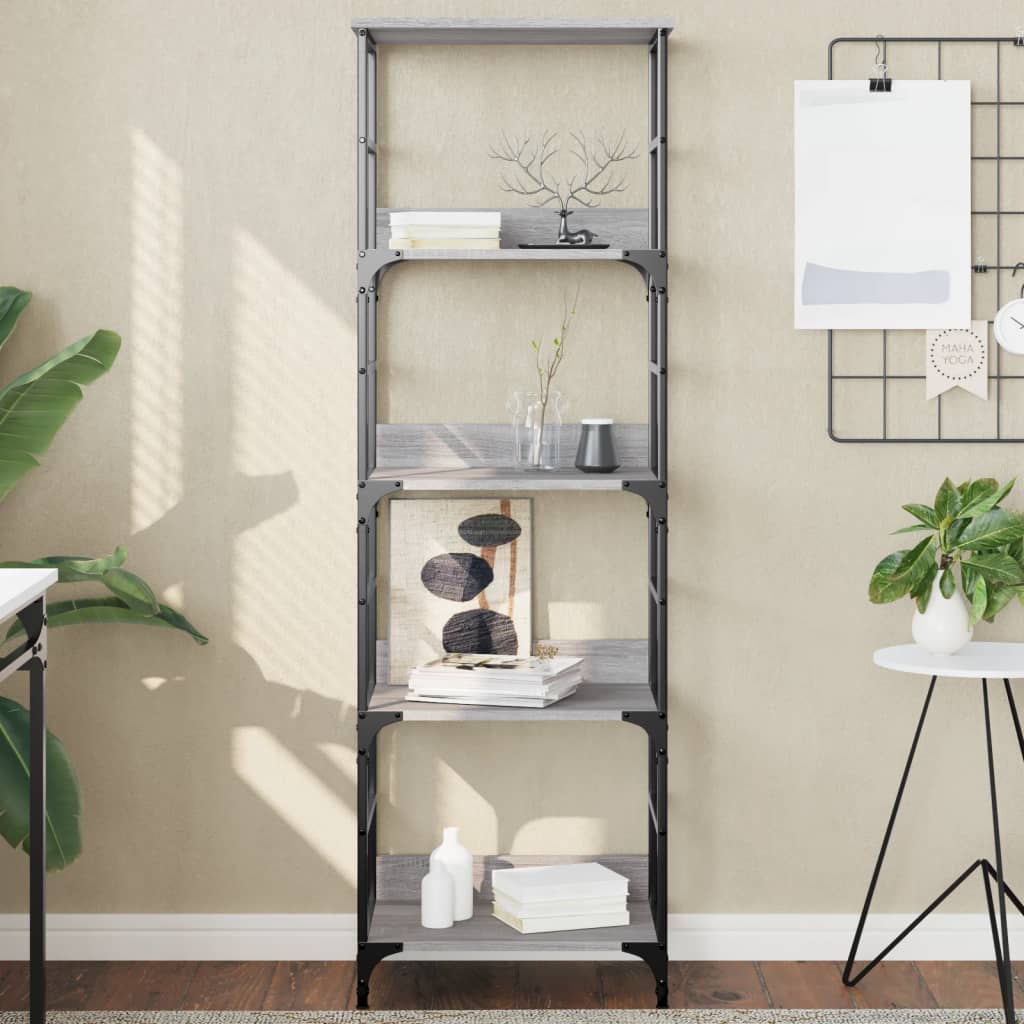 Bibliothèque sonoma gris 50x33x153 cm bois d'ingénierie - XIOS