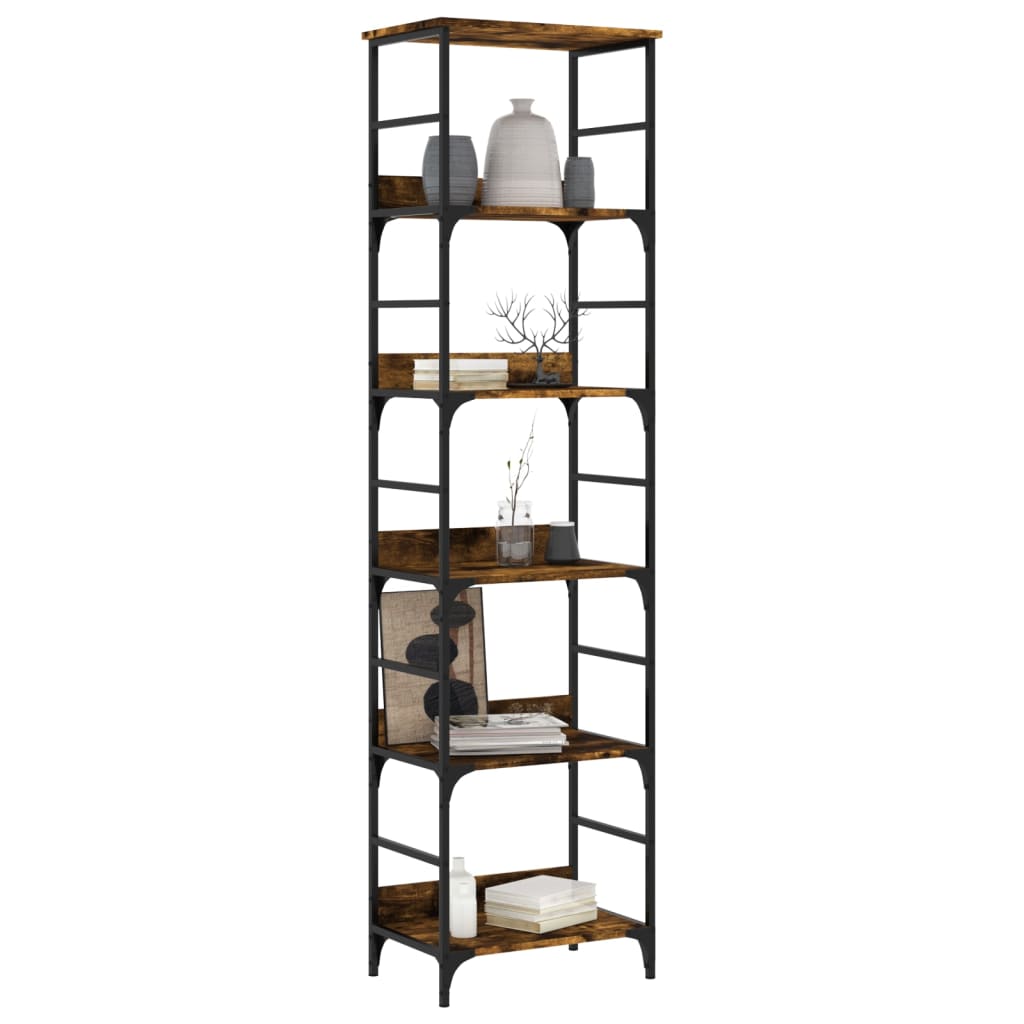 Bibliothèque chêne fumé 50x33x188,5 cm bois d'ingénierie - XIOS
