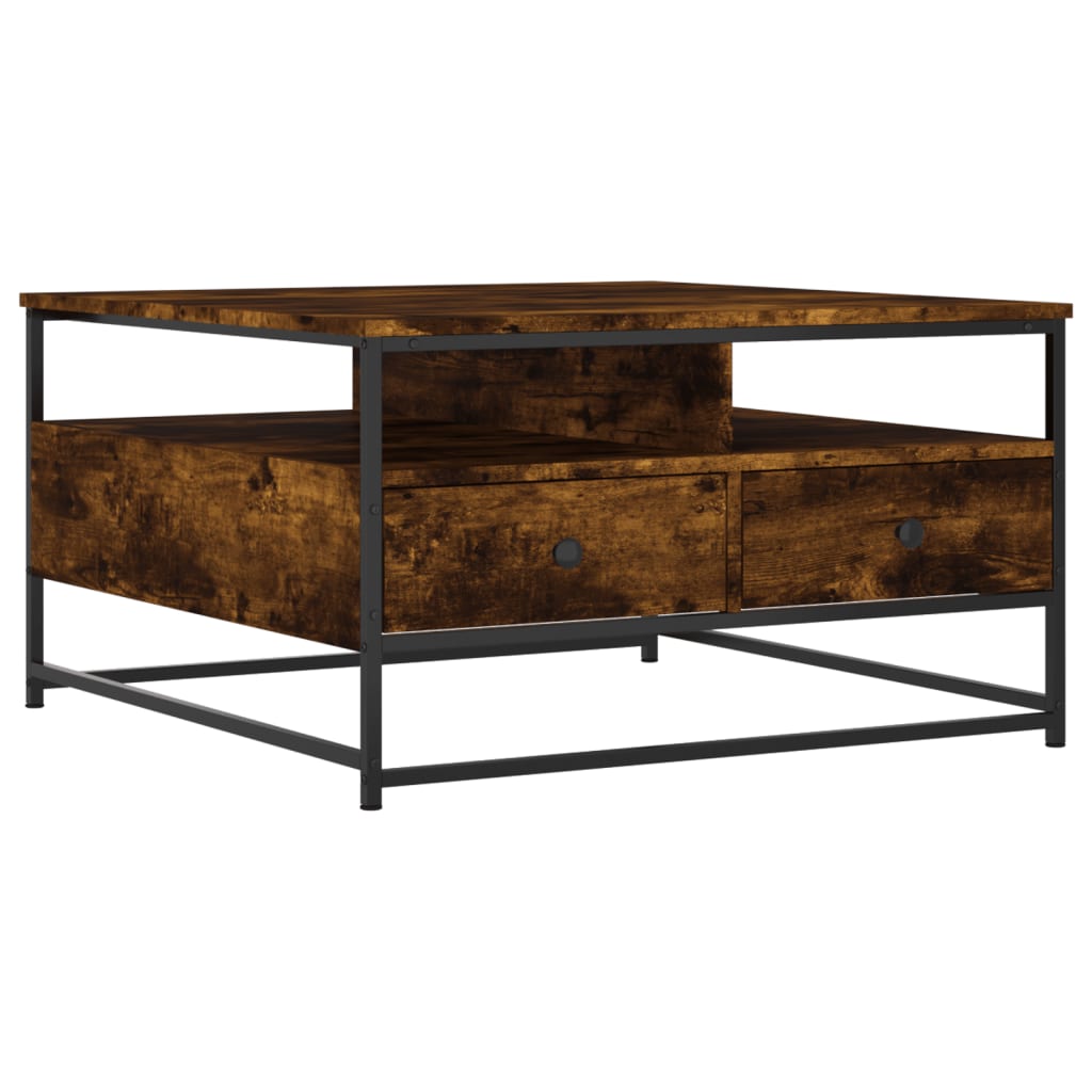 Table basse chêne fumé 80x80x45 cm bois d'ingénierie XIOS