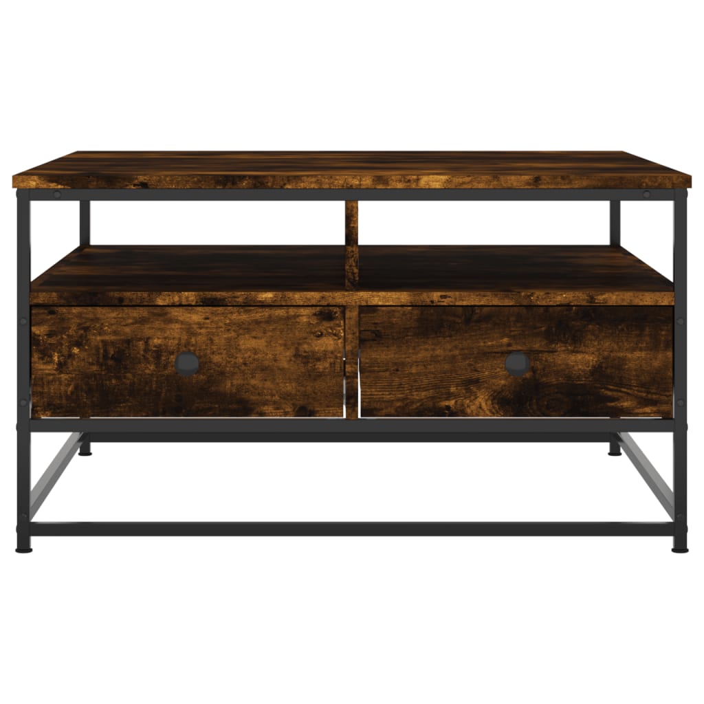 Table basse chêne fumé 80x80x45 cm bois d'ingénierie XIOS