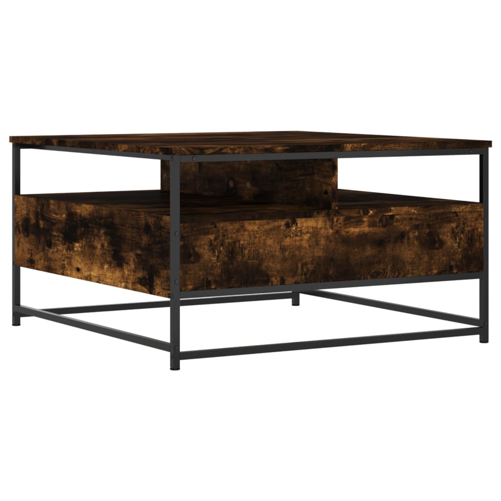 Table basse chêne fumé 80x80x45 cm bois d'ingénierie XIOS