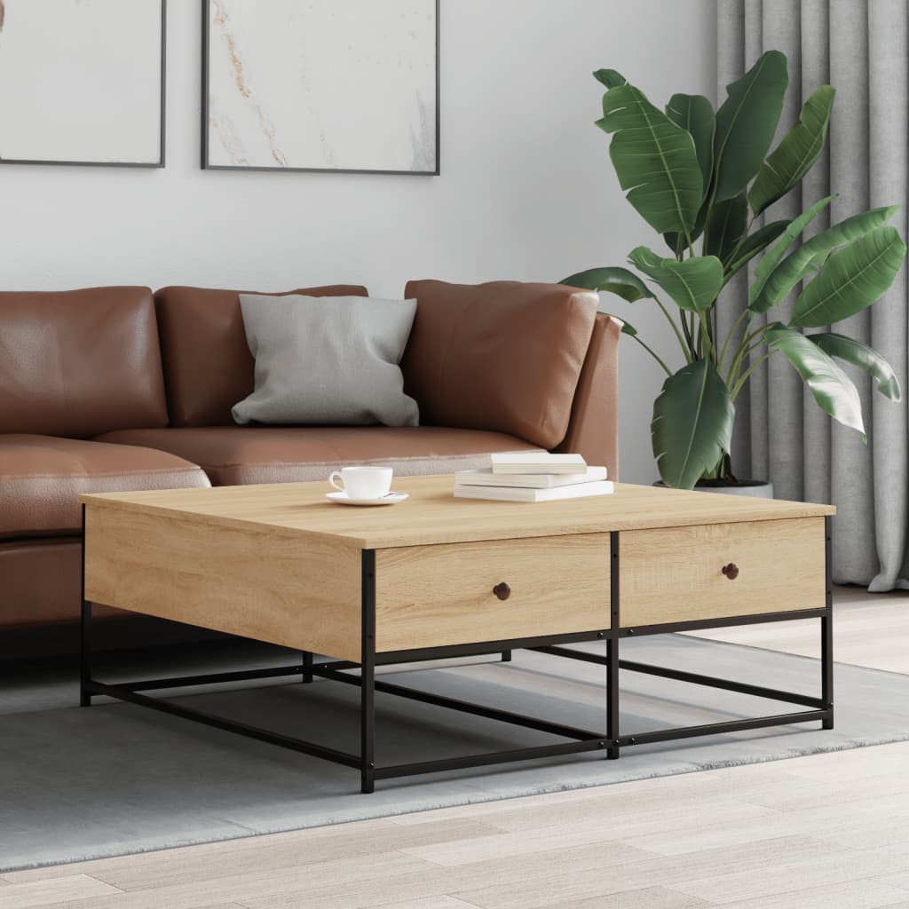 Table basse chêne sonoma 100x99x40 cm bois d'ingénierie - XIOS