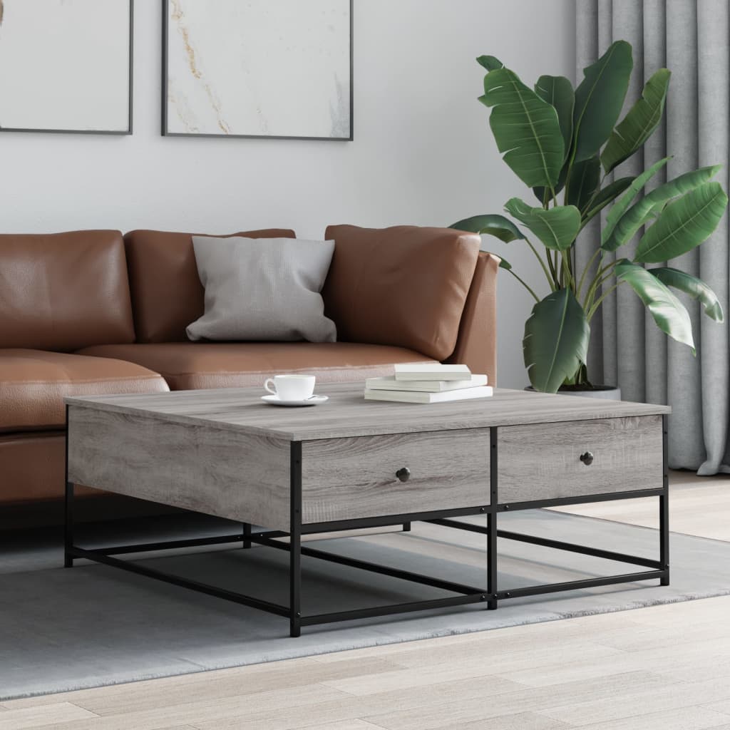 Table basse sonoma gris 100x99x40 cm bois d'ingénierie - XIOS