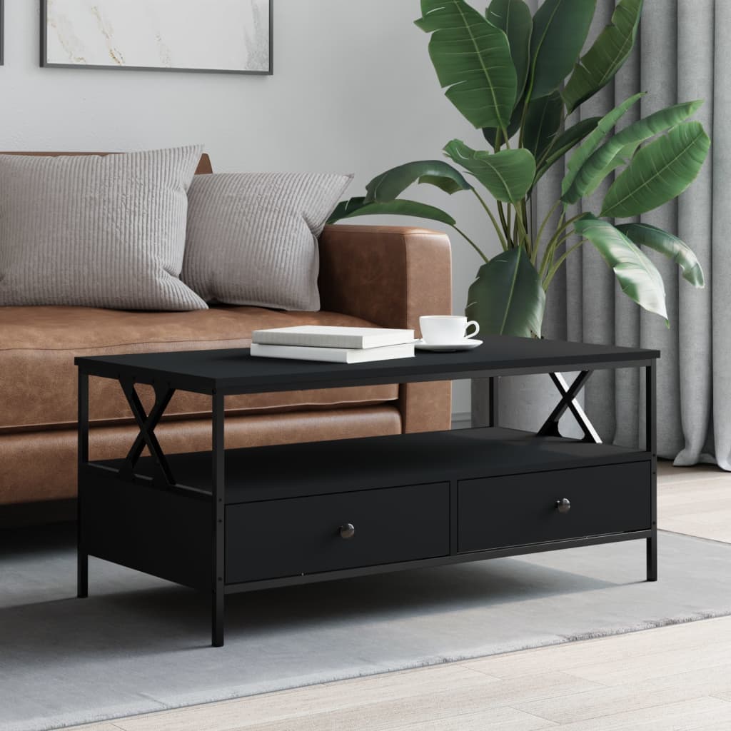 Table basse noir 100x51x45 cm bois d'ingénierie - XIOS