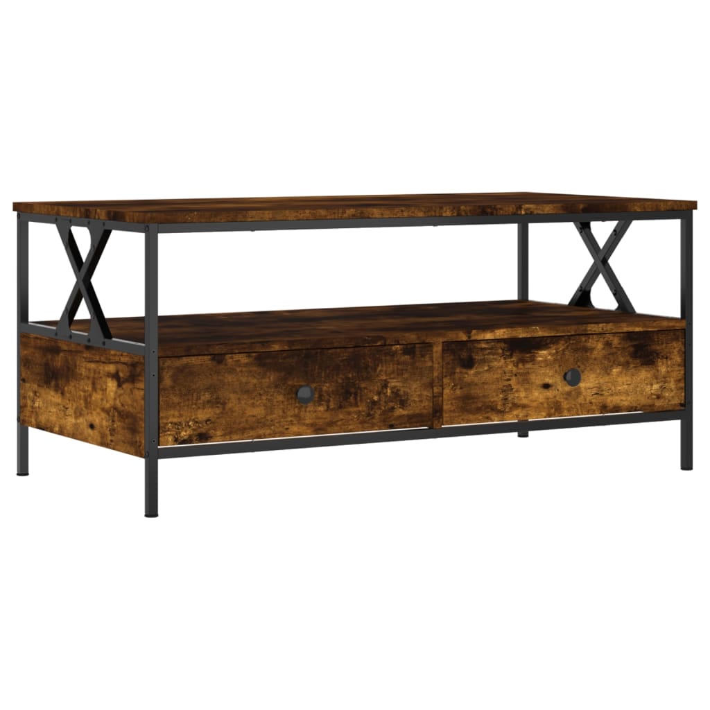 Table basse chêne fumé 100x51x45 cm bois d'ingénierie - XIOS