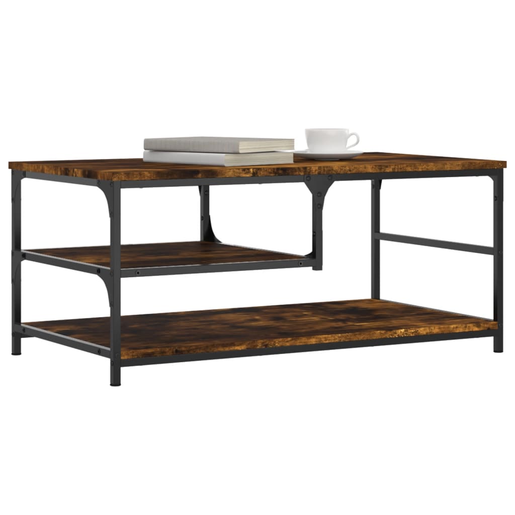Table basse chêne fumé 90x49x40 cm bois d'ingénierie - XIOS