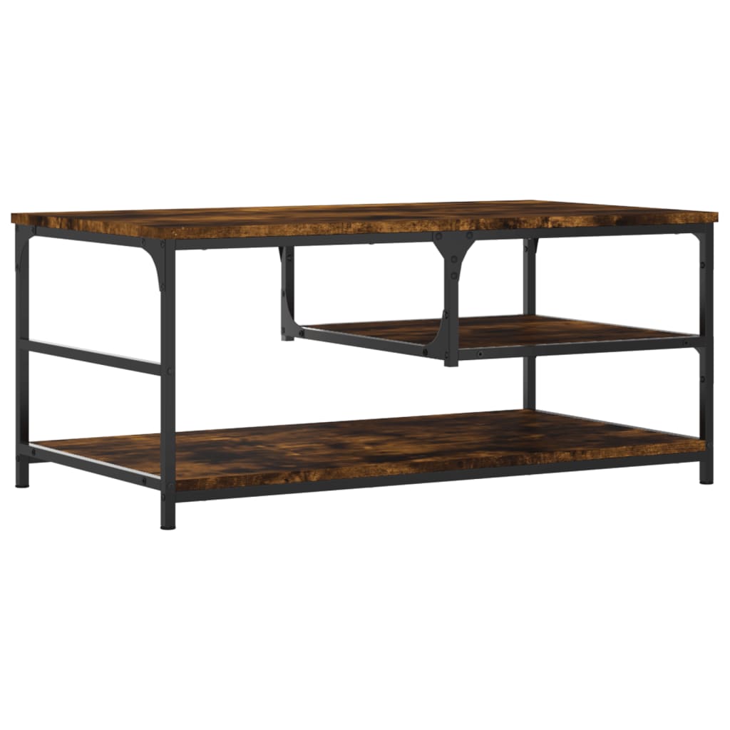 Table basse chêne fumé 90x49x40 cm bois d'ingénierie - XIOS