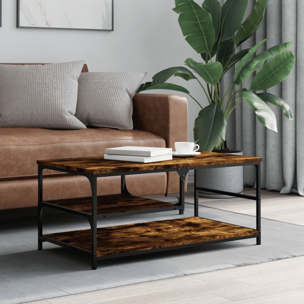 Table basse chêne fumé 90x49x40 cm bois d'ingénierie - XIOS