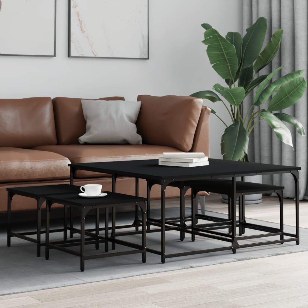 Tables basses gigognes 5 pcs noir bois d'ingénierie - XIOS