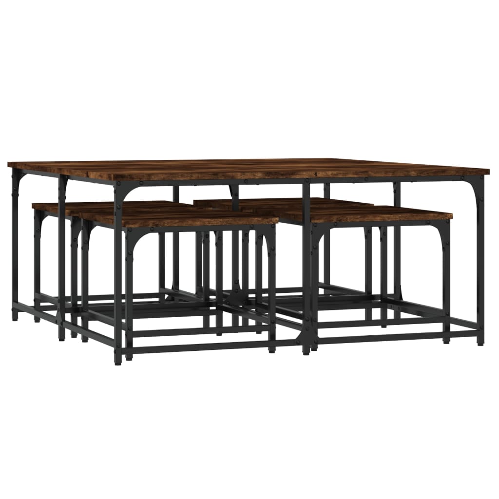 Tables basses gigognes 5 pcs chêne fumé bois d'ingénierie - XIOS