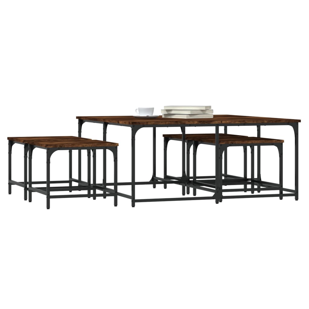 Tables basses gigognes 5 pcs chêne fumé bois d'ingénierie - XIOS