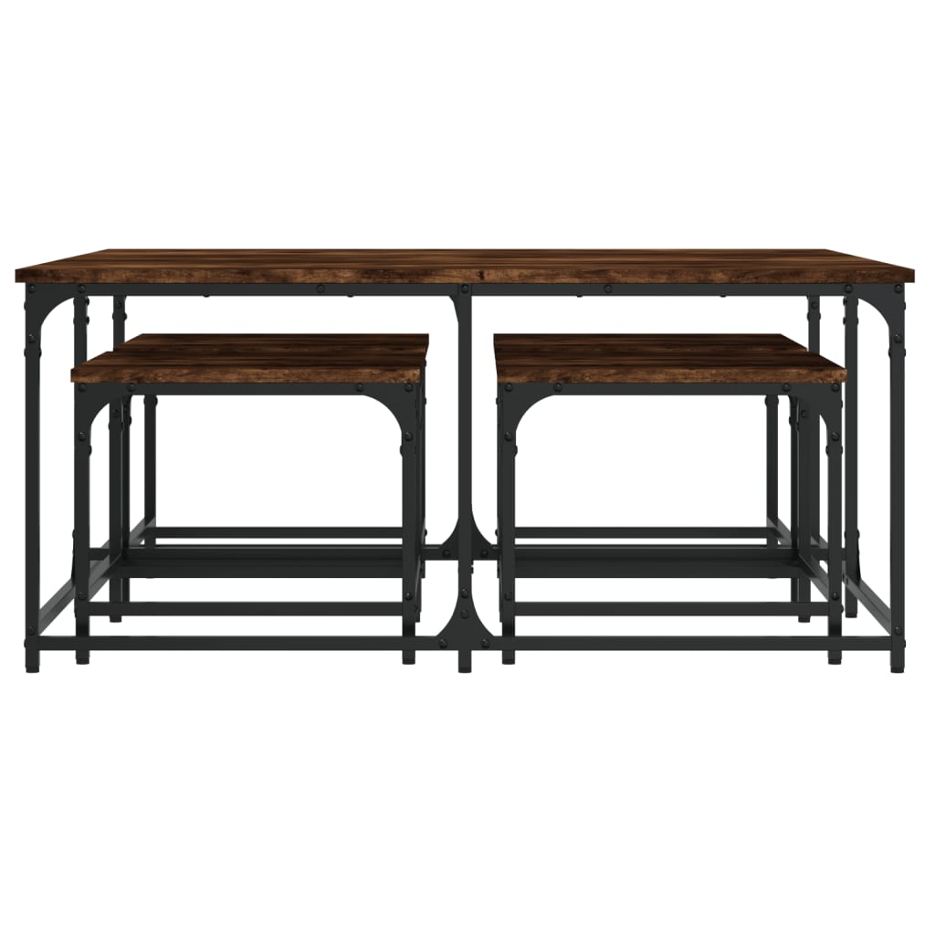 Tables basses gigognes 5 pcs chêne fumé bois d'ingénierie - XIOS