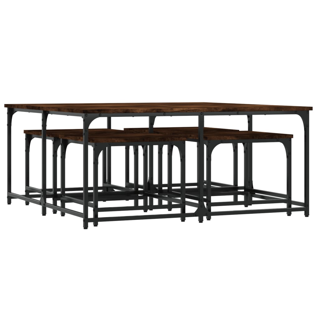 Tables basses gigognes 5 pcs chêne fumé bois d'ingénierie - XIOS