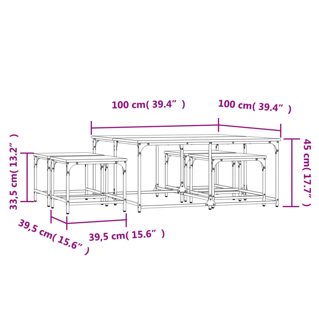 Tables basses gigognes 5 pcs chêne fumé bois d'ingénierie - XIOS